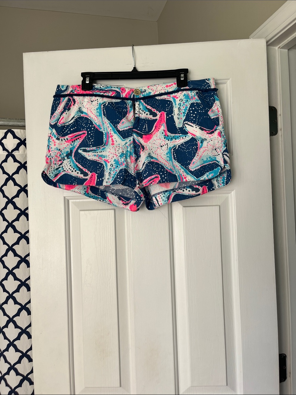 Lilly Pulitzer Starfish Print Athletic Shorts in Navy, White & Pink